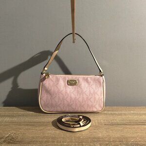Michael Kors Monogram Mini Apricot Pink Shoulder Crossbody Bag